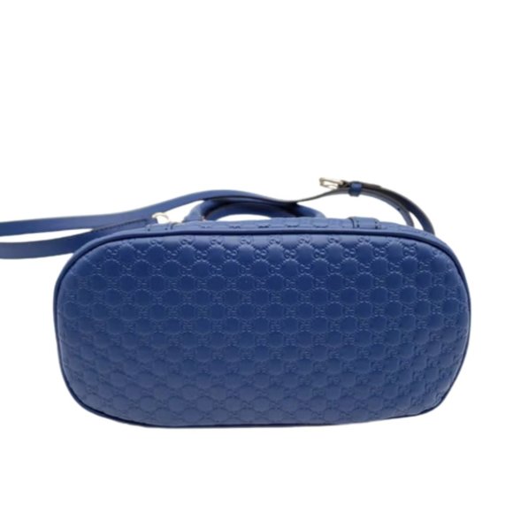 STUNNING GUCCI MICROGUCCIMA DOME CROSSBODY BAG IN BLUE LEATHER - Picture 6 of 7
